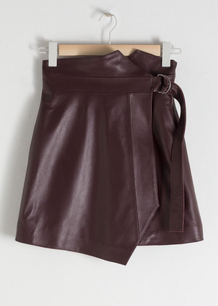Other Stories Belted Leather Mini Skirt - Red