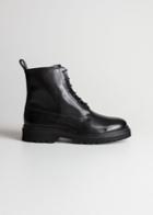 Other Stories Lace-up Leather Snow Boots - Black