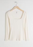 Other Stories Fitted Square Neck Top - White