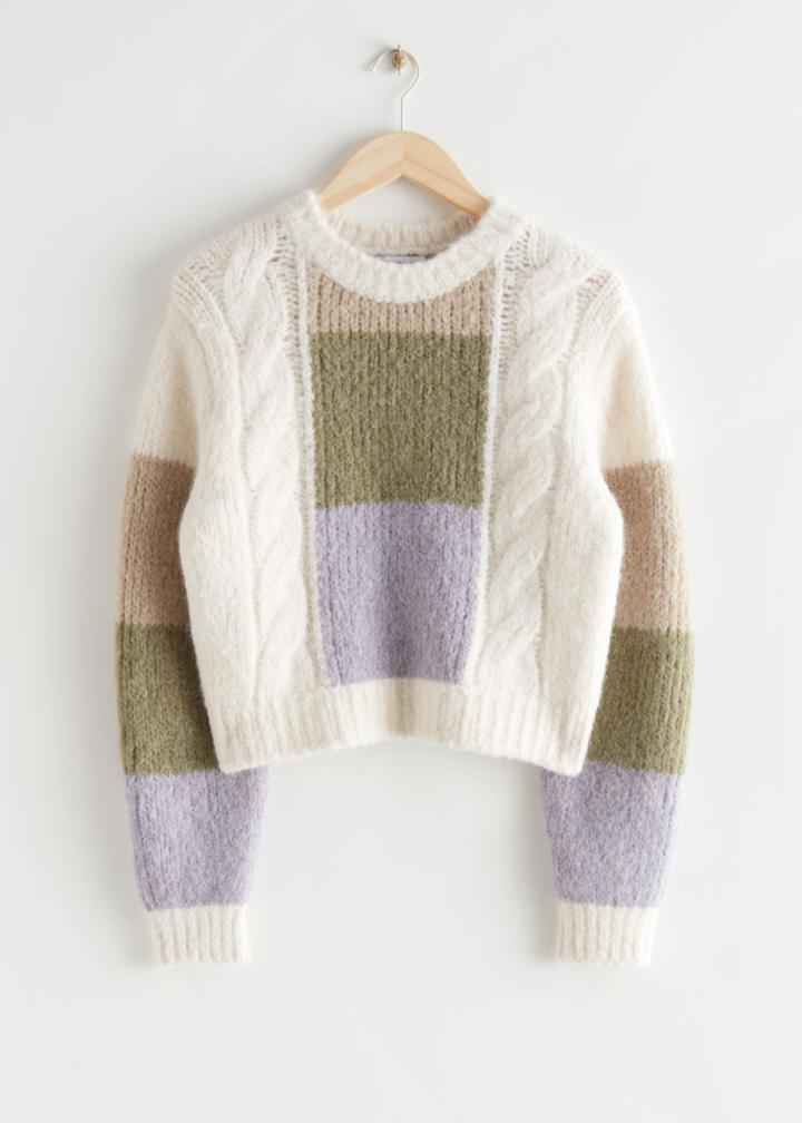 Other Stories Colorblock Knit Sweater - Purple
