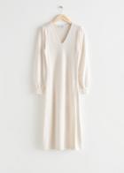 Other Stories V-cut Knit Midi Dress - White
