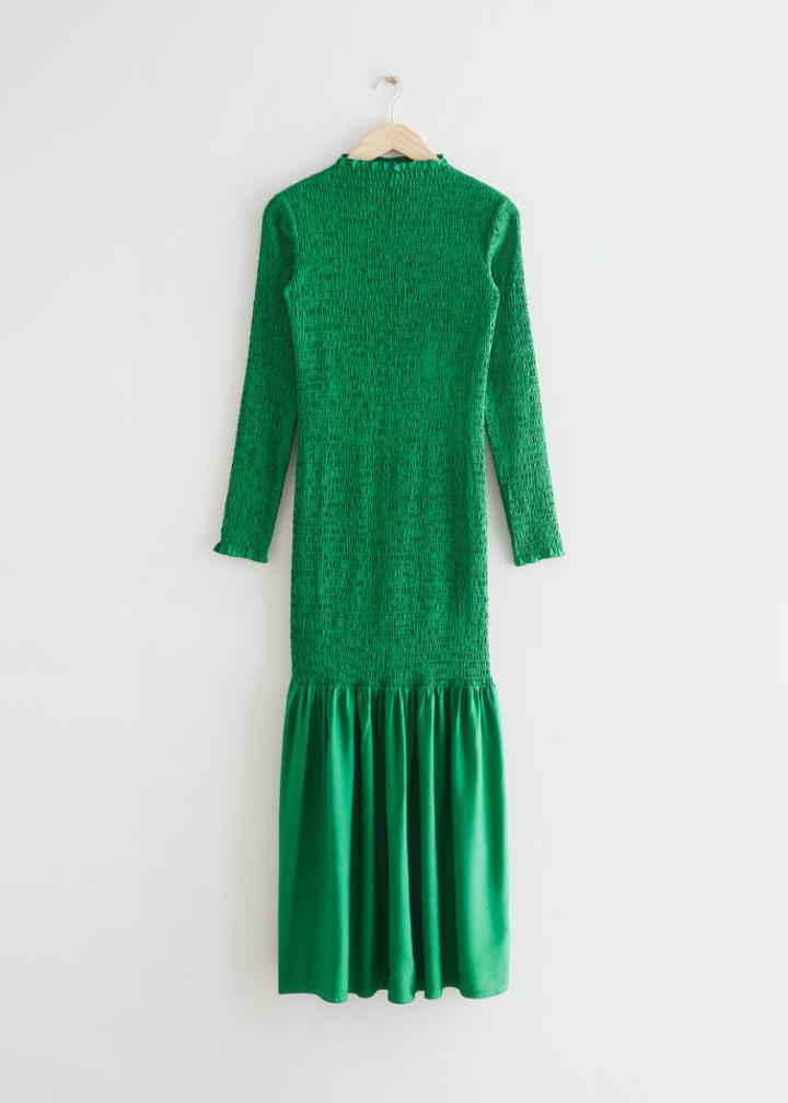 Other Stories Smocked Midi Dress - Green