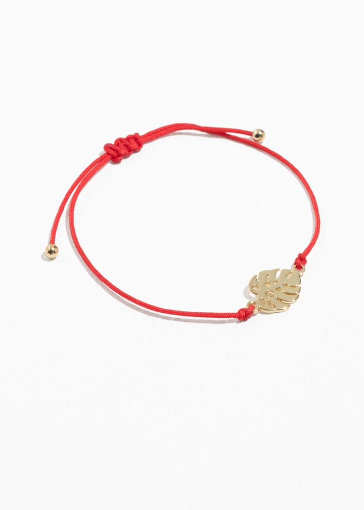 Other Stories Leaf Charm Bracelet - Pink