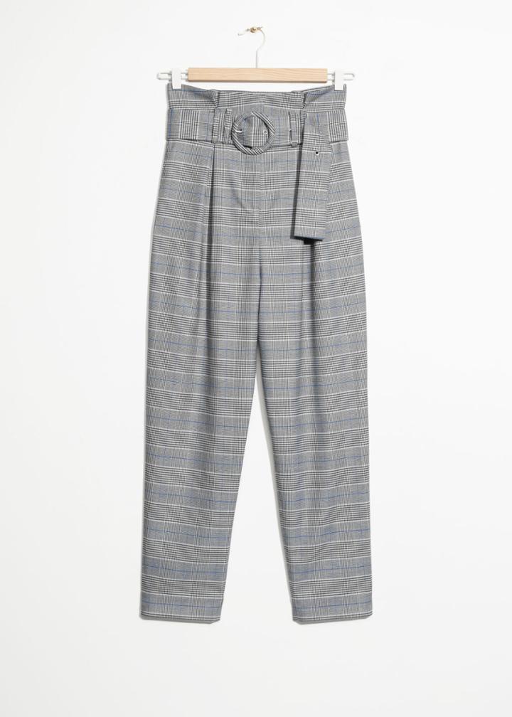 Other Stories High Waisted Belted Trousers - Grey