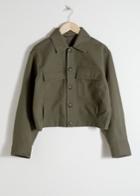 Other Stories Cropped Cotton Twill Jacket - Green
