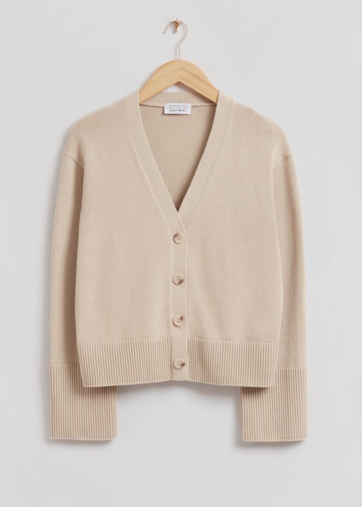 Other Stories Oversized Boxy Wide-sleeve Cardigan - Beige
