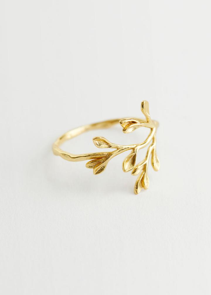 Other Stories Organic Flora Pendant Ring - Gold