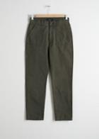 Other Stories Tapered Cotton Workwear Trousers - Green