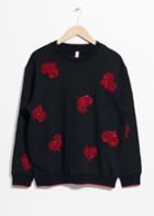 Other Stories Sequin Heart Sweater - Black