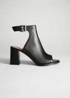 Other Stories Leather Open Toe Heeled Sandals - Black