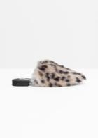 Other Stories Leo Faux Fur Slippers - Black