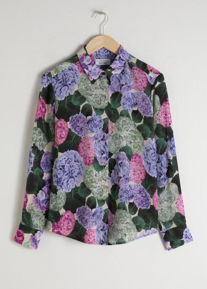 Other Stories Straight Fit Silk Shirt - Blue