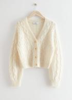 Other Stories Cable Knit Wool Cardigan - White