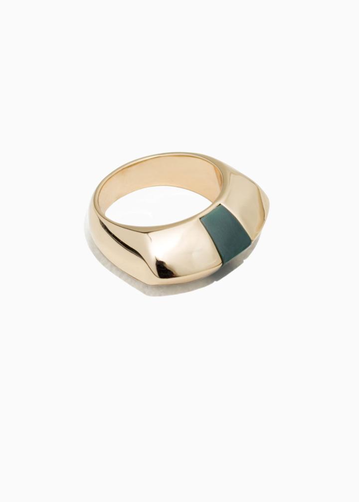 Other Stories Chunky Signet Ring - Green