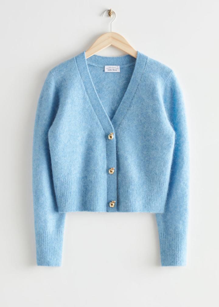 Other Stories Gold Button Cardigan - Blue