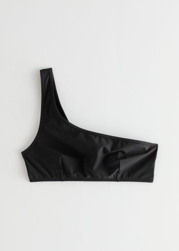 Other Stories Asymmetric Strap Bikini Top - Black