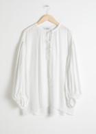 Other Stories Sheer Stripe Tie Blouse - White