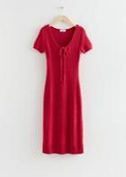 Other Stories Scoop Neck Knit Midi Dress - Red