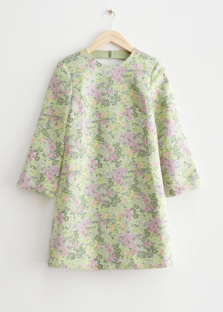 Other Stories Open Back Jacquard Mini Dress - Pink