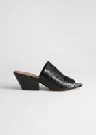 Other Stories Open Toe Patent Croc Mules - Black