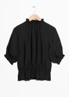 Other Stories Gathered High Neck Blouse - Black
