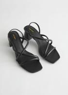 Other Stories Chunky Strap Heeled Leather Sandals - Black