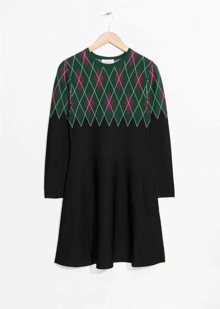 Other Stories Argyle Dress - Black