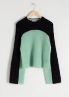 Other Stories Cropped Colourblock Sweater - Green