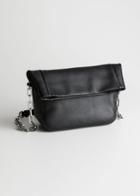 Other Stories Fold Over Leather Bag - Black