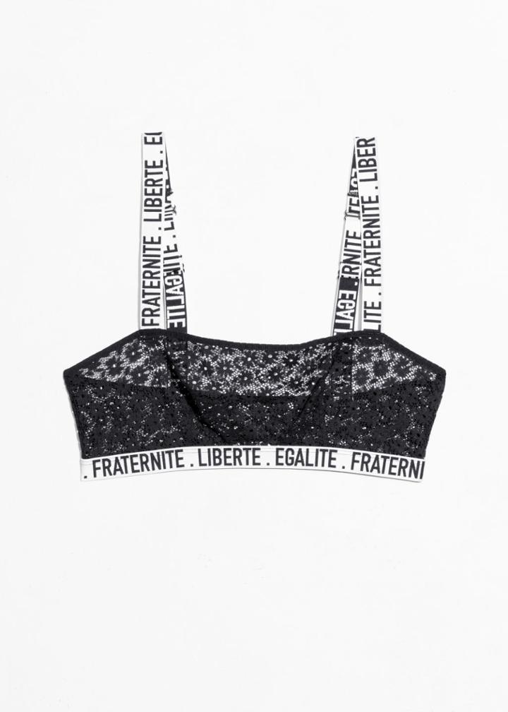 Other Stories Flower Lace Statement Bandeau - Black