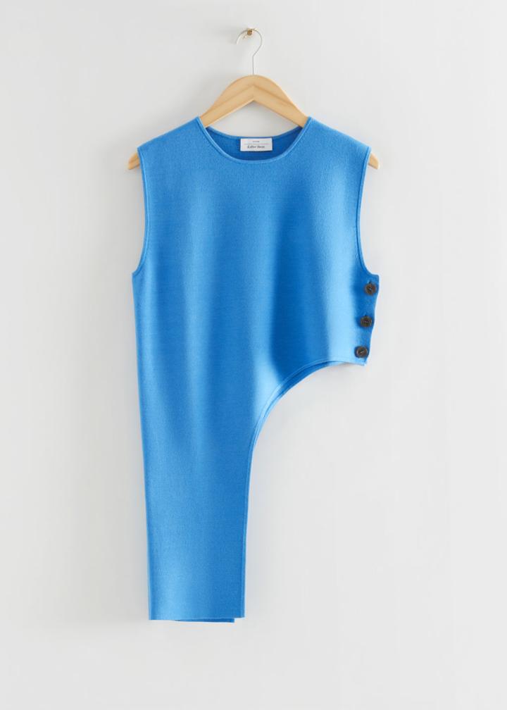 Other Stories Asymmetric Boxy Buttoned Vest - Blue