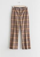 Other Stories Plaid Kick Flare Trousers - Beige
