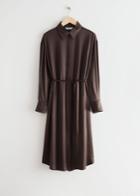 Other Stories Belted Shirt Midi Dress - Brown