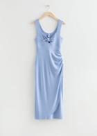 Other Stories Sweetheart Neck Wrap Midi Dress - Blue
