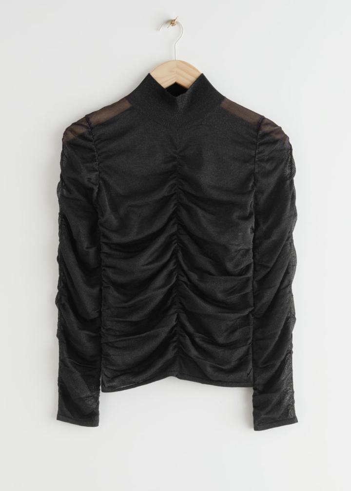 Other Stories Fitted Ruched Top - Black