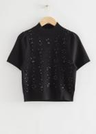 Other Stories Bead Embellished Mock Neck Sweater - Black