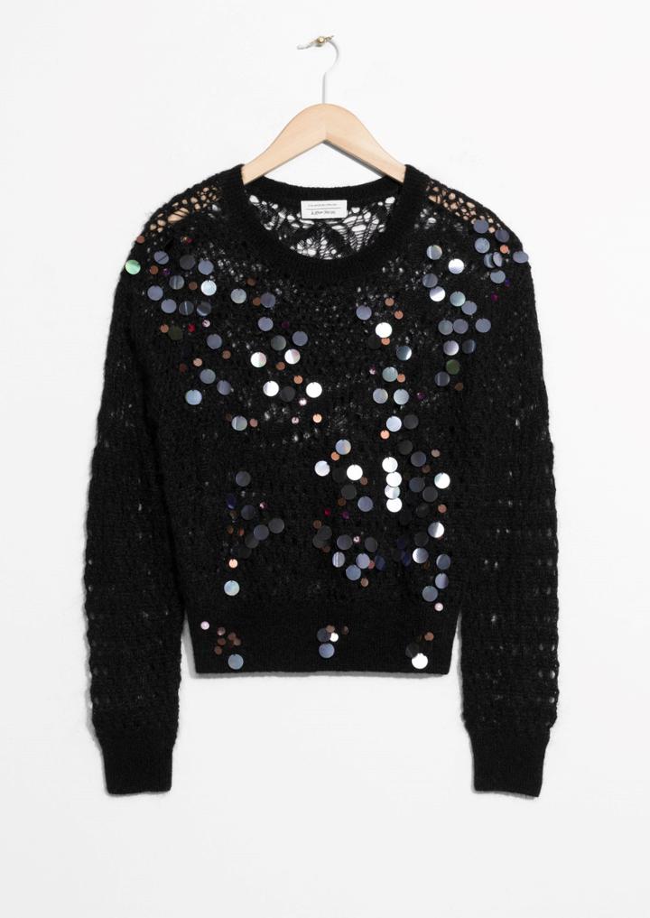 Other Stories Sequins Mohair And Wool Sweater