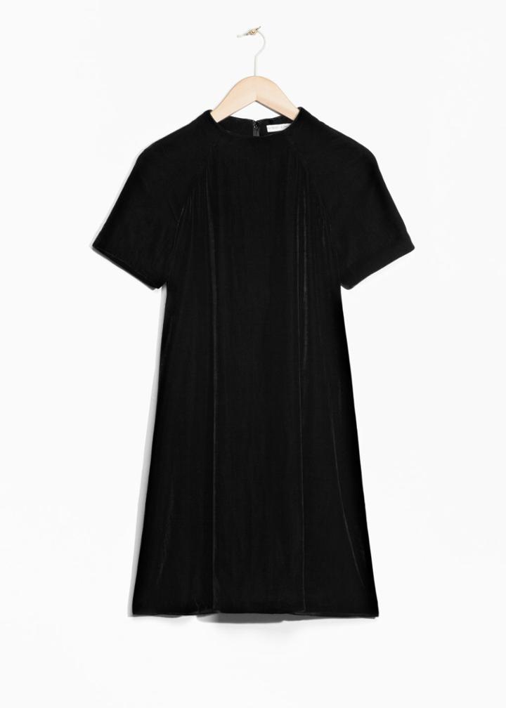 Other Stories A-line Velvet Dress - Black