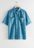 Other Stories Boxy Button Up Shirt - Blue