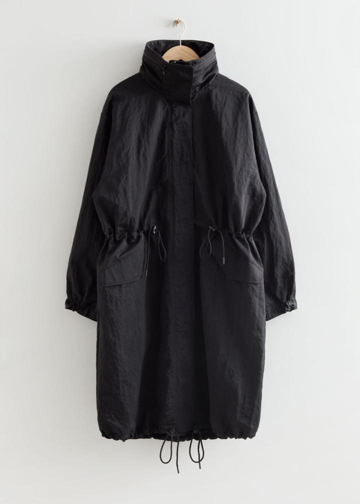 Other Stories Drawstring Parka Coat - Black