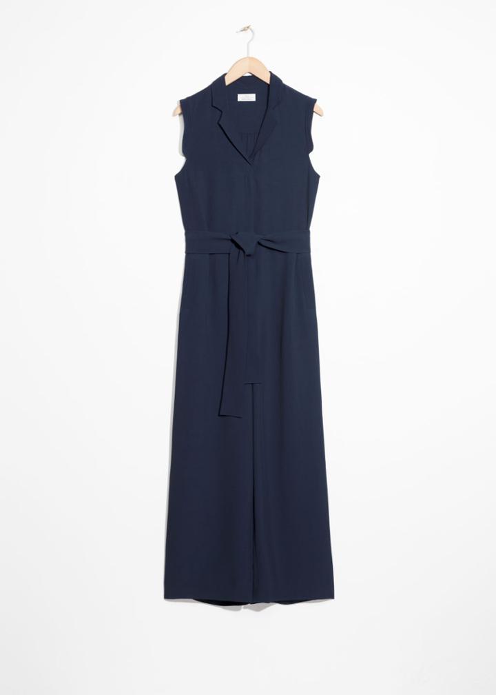 Other Stories Belted Wide Leg Jumpsuit - Blue