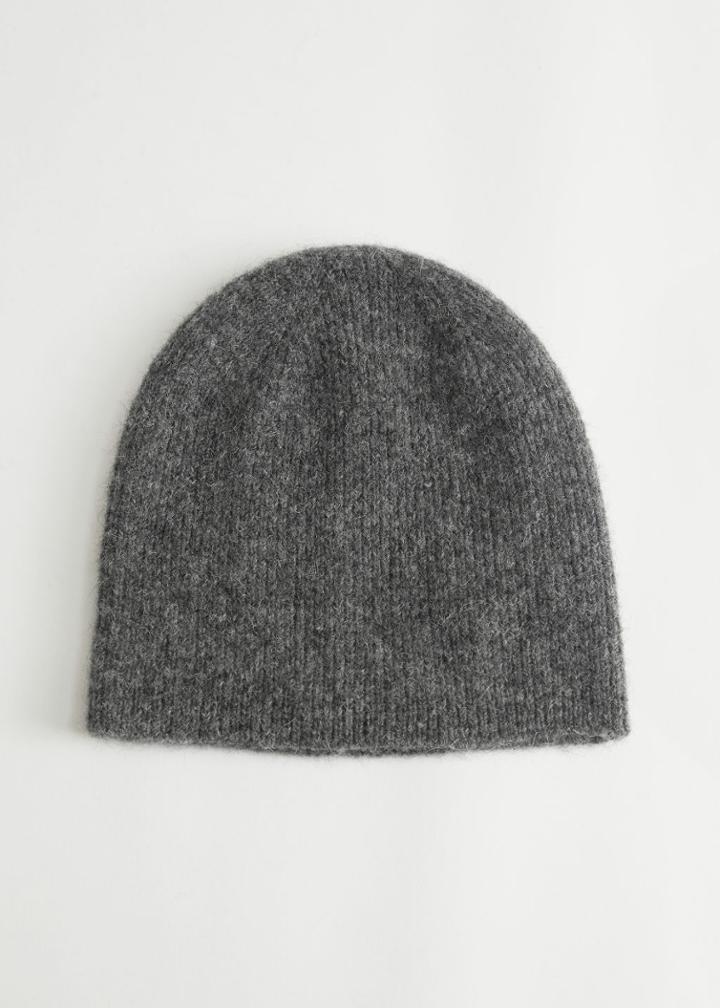 Other Stories Fuzzy Wool Blend Beanie - Grey