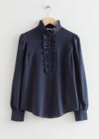 Other Stories Frilled Silk Blouse - Blue