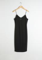 Other Stories Fitted Keyhole Midi Dress - Black