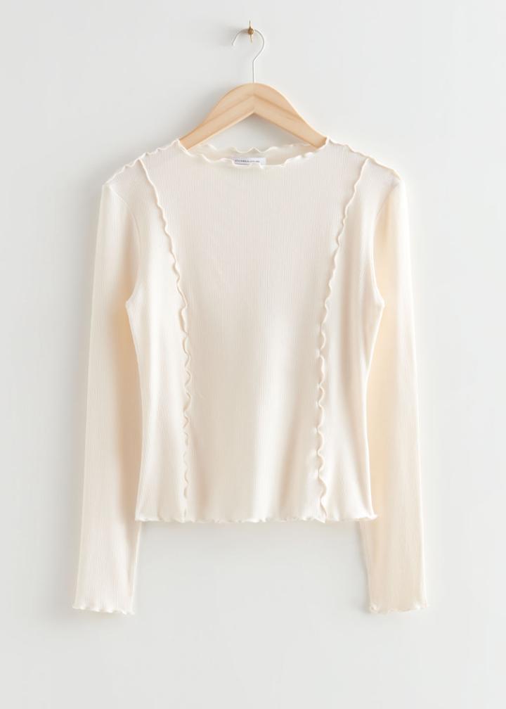 Other Stories Fitted Frill Top - White