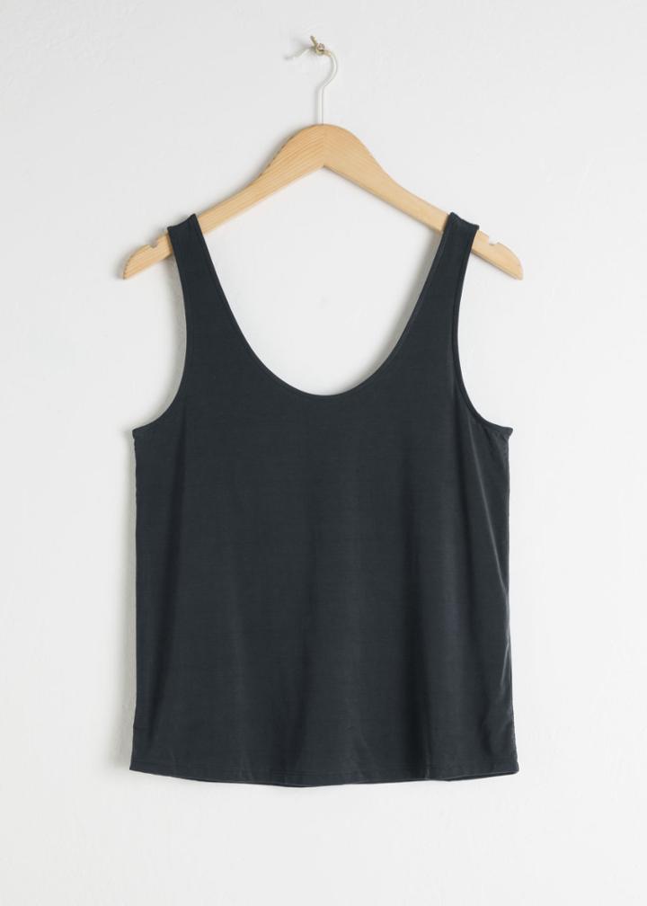Other Stories Cupro Tank Top - Black