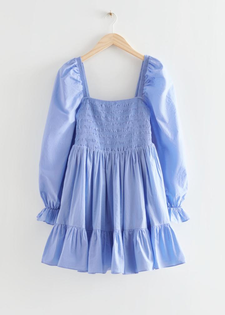 Other Stories Smocked Mini Dress - Blue