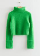 Other Stories Fold-up Cuff Turtleneck Sweater - Green