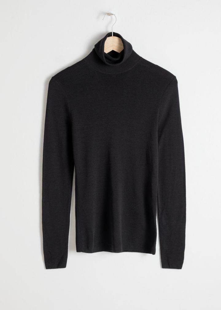 Other Stories Merino Wool Turtleneck - Black