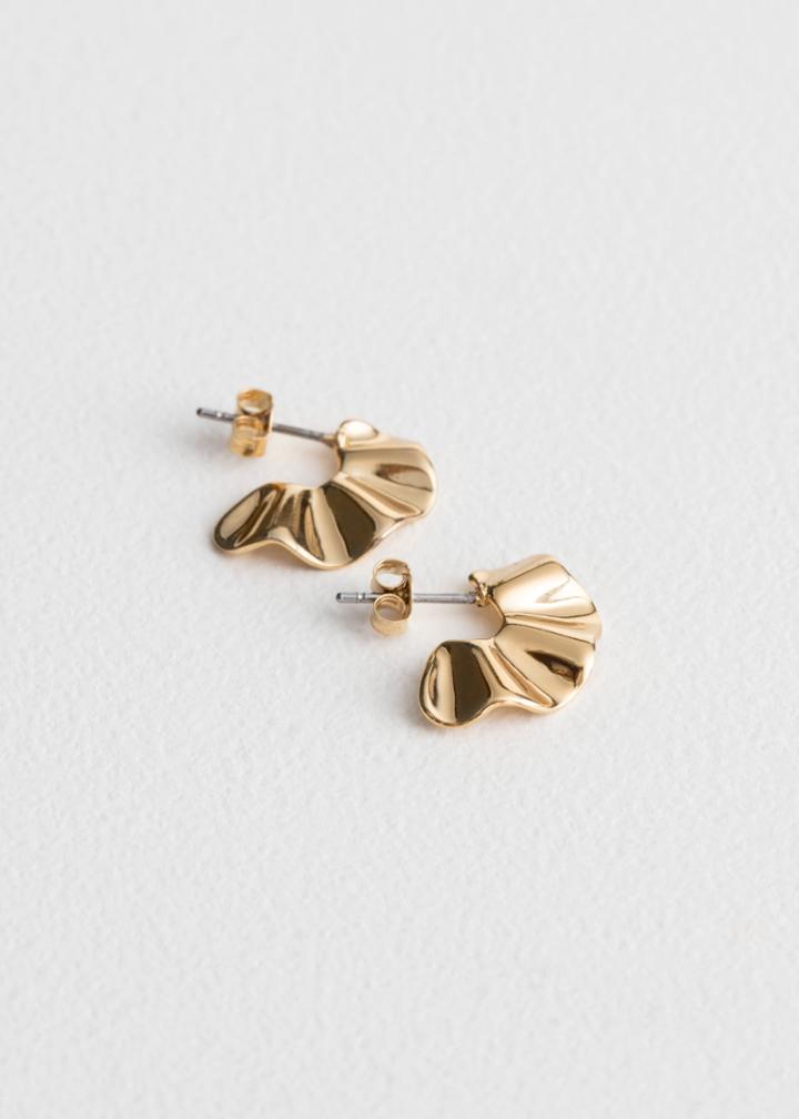 Other Stories Ripple Waves Mini Hoops - Gold